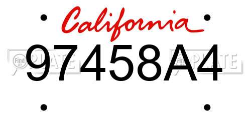 97458A4 California License Plate