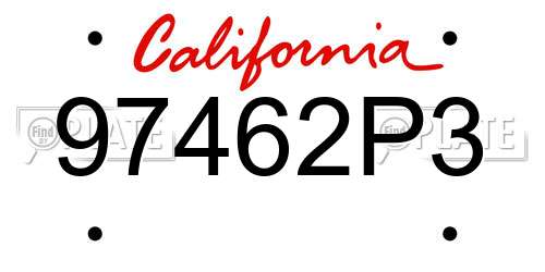 97462P3 California License Plate