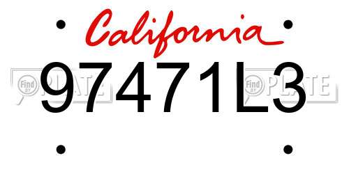 97471L3 California License Plate