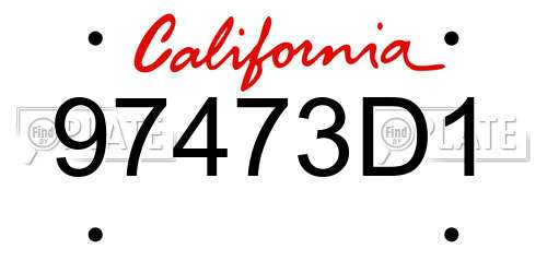97473D1 California License Plate