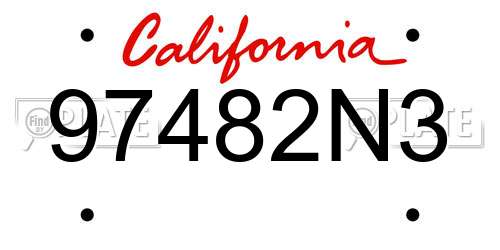 97482N3 California License Plate