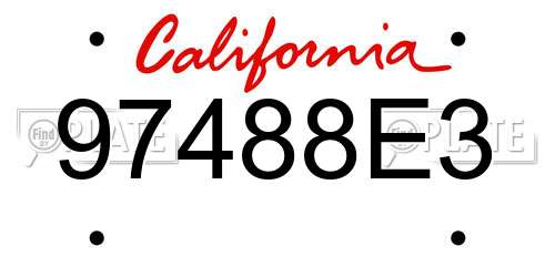 97488E3 California License Plate