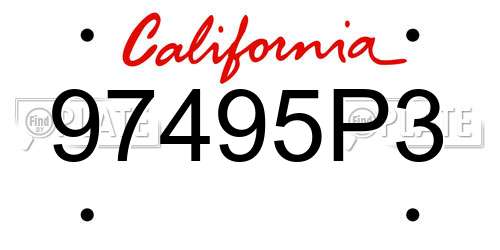 97495P3 California License Plate