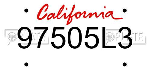 97505L3 California License Plate