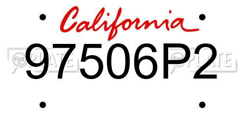 97506P2 California License Plate