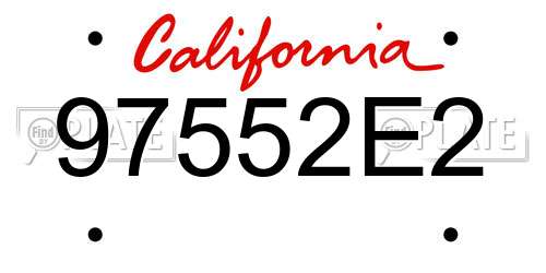 97552E2 license plate in CA state