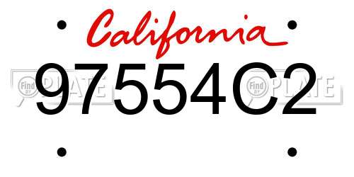 97554C2 California License Plate