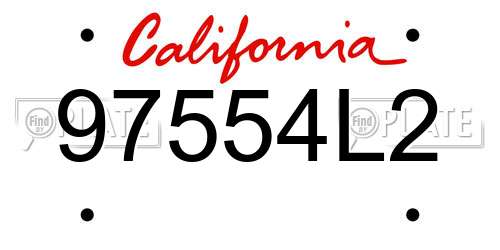 97554L2 California License Plate