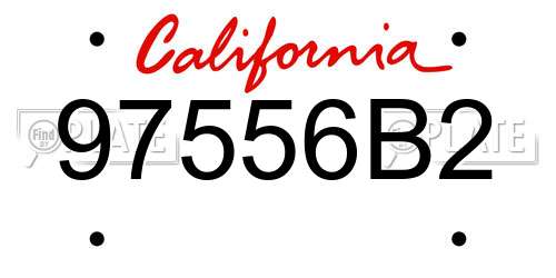 97556B2 California License Plate