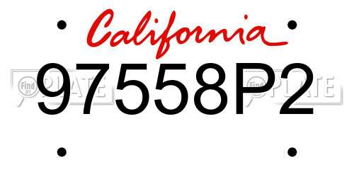 97558P2 California License Plate