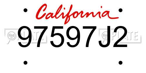 97597J2 California License Plate
