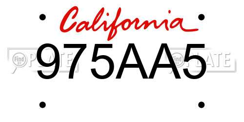 975AA5 California License Plate