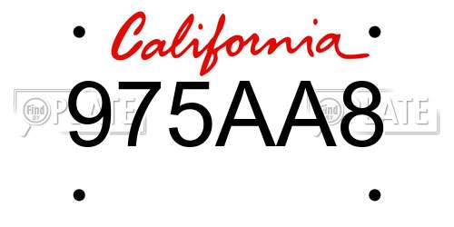 975AA8 California License Plate