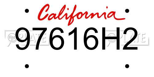 97616H2 California License Plate