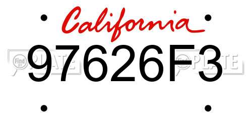 97626F3 California License Plate