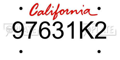97631K2 California License Plate