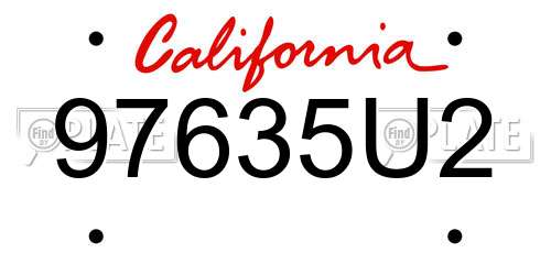 97635U2 California License Plate
