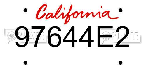97644E2 California License Plate