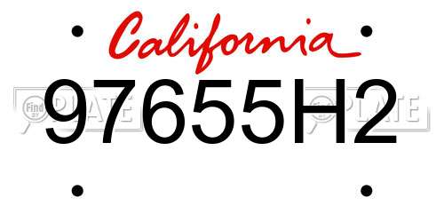 97655H2 California License Plate
