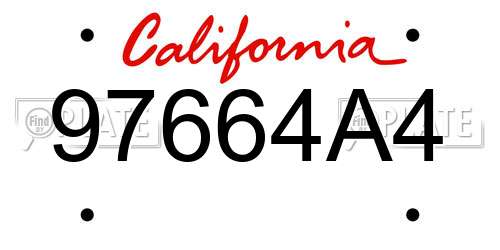 97664A4 California License Plate