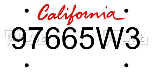 97665W3 California License Plate