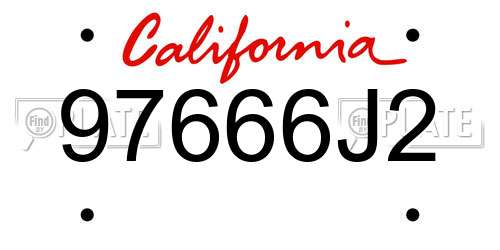97666J2 California License Plate