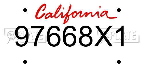 97668X1 California License Plate