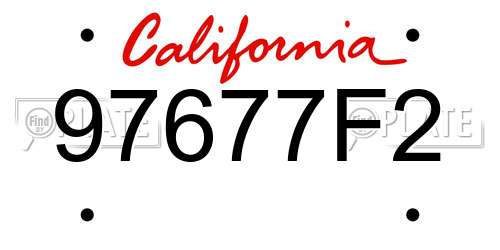 97677F2 California License Plate