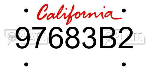 97683B2 California License Plate