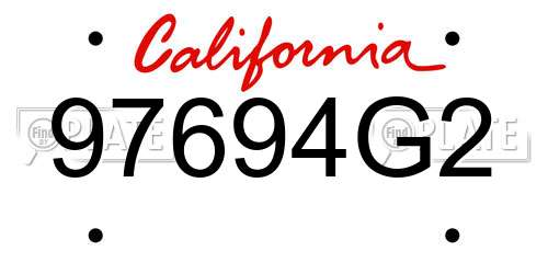 97694G2 California License Plate