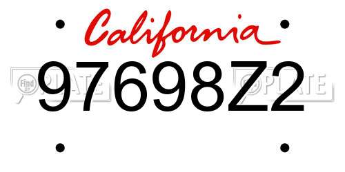 97698Z2 California License Plate