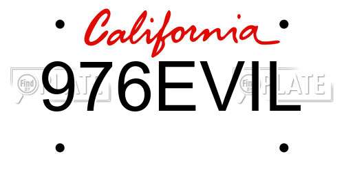 976EVIL California License Plate