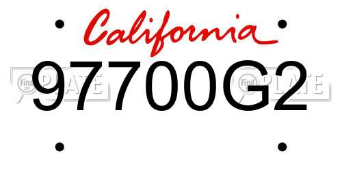 97700G2 California License Plate