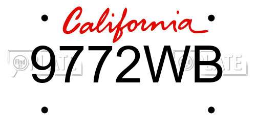 9772WB California License Plate