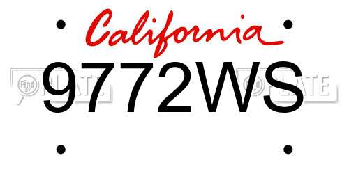 9772WS California License Plate