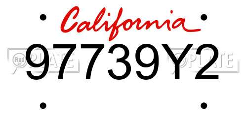 97739Y2 California License Plate