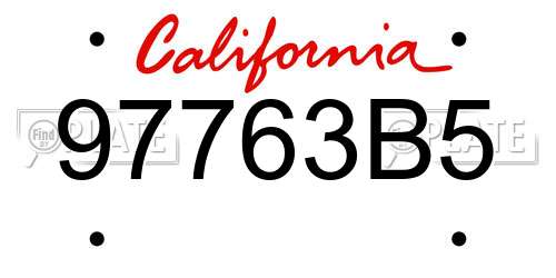 97763B5 California License Plate