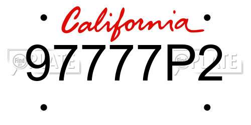 97777P2 California License Plate