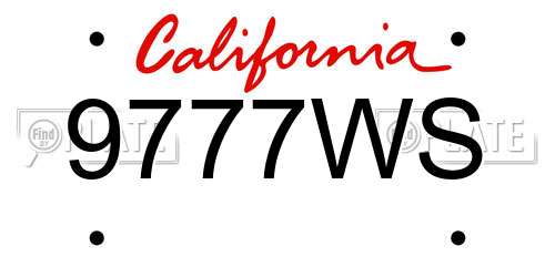 9777WS California License Plate