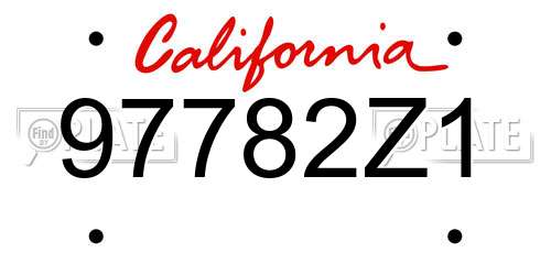 97782Z1 California License Plate