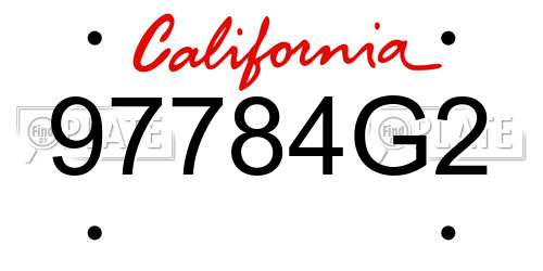 97784G2 California License Plate