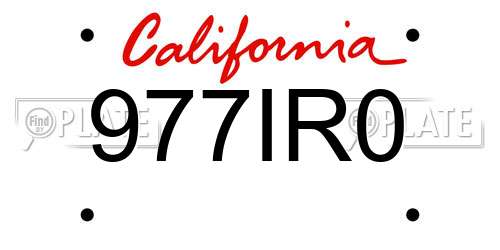 977IR0 California License Plate