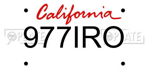 977IRO California License Plate