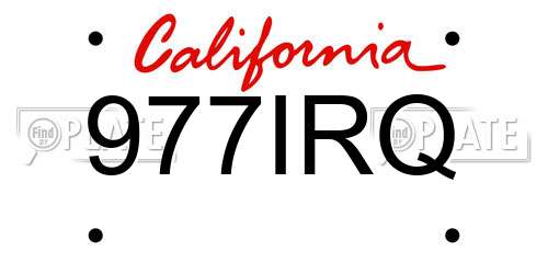 977IRQ California License Plate