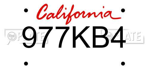 977KB4 California License Plate