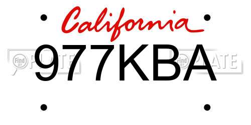 977KBA California License Plate