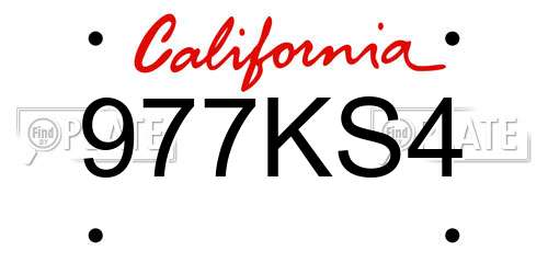 977KS4 California License Plate