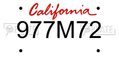 977M72 California License Plate