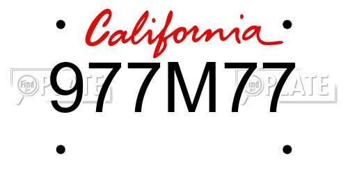 977M77 California License Plate