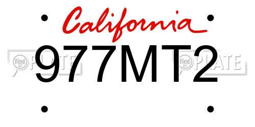 977MT2 California License Plate